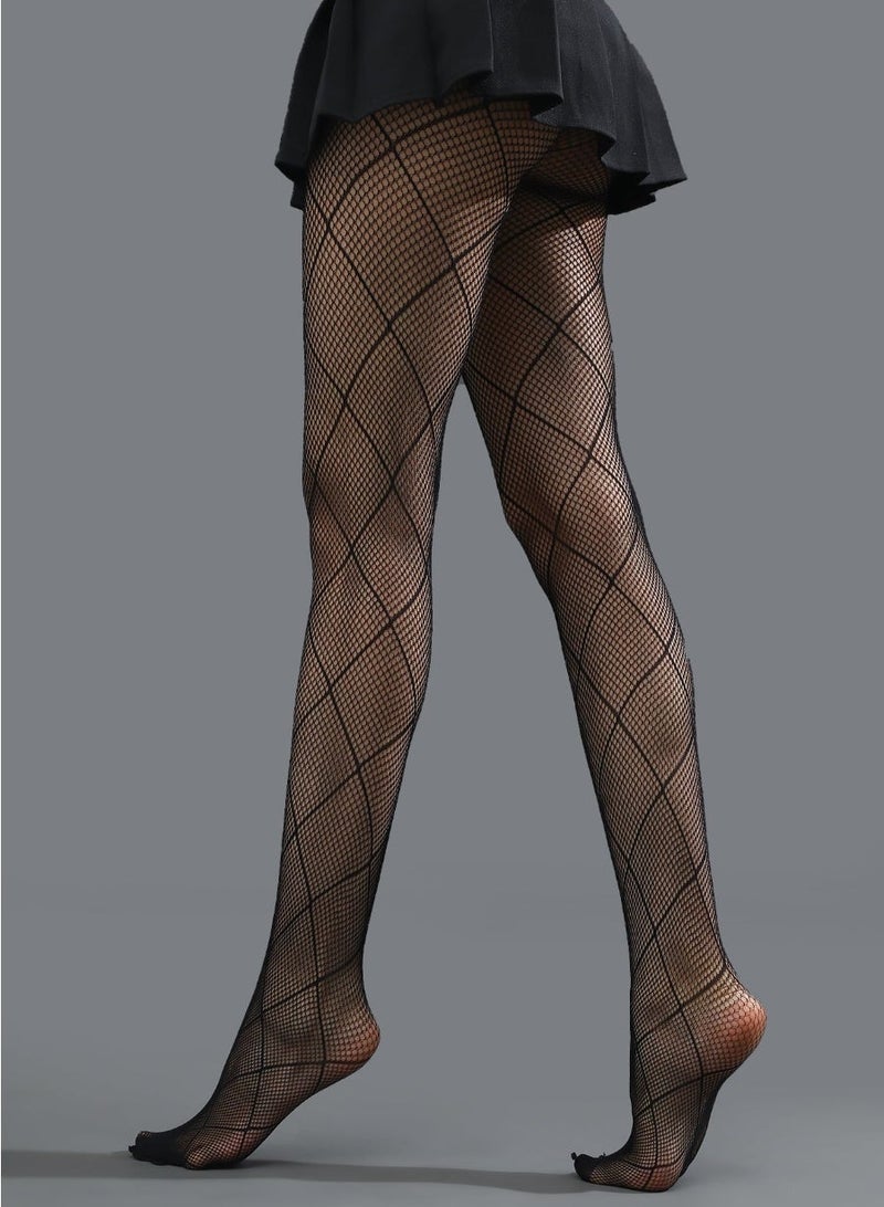 SHEIN1pc Women's Large Diamond Shape Fishnet Stockings Fishnet Tights With Y2k Style - Image 1