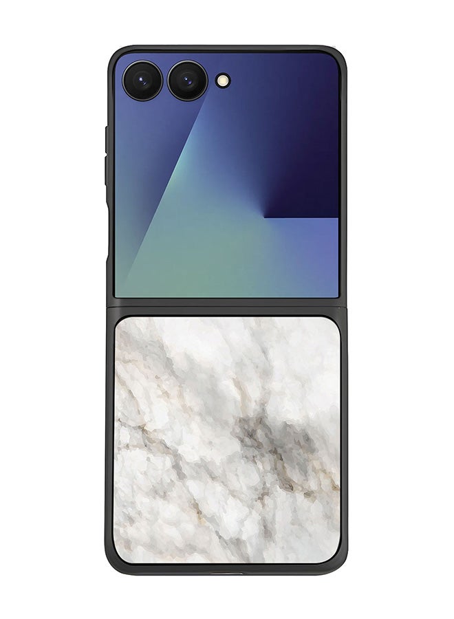 Stylizedd For Samsung Galaxy Z Flip7 Case,Slim fit Camera Protection, Shockproof Thin Phone cover  - Marble Print Beige Grey