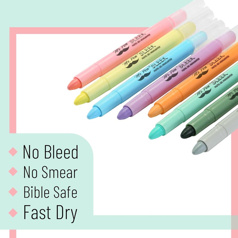 Mr. Pen- Bible Highlighters, Pastel Gel 8 Pack, Assorted Colors, Highlighters No Bleed, Highlighter, Highlighter Set, Dry Markers - Image 3