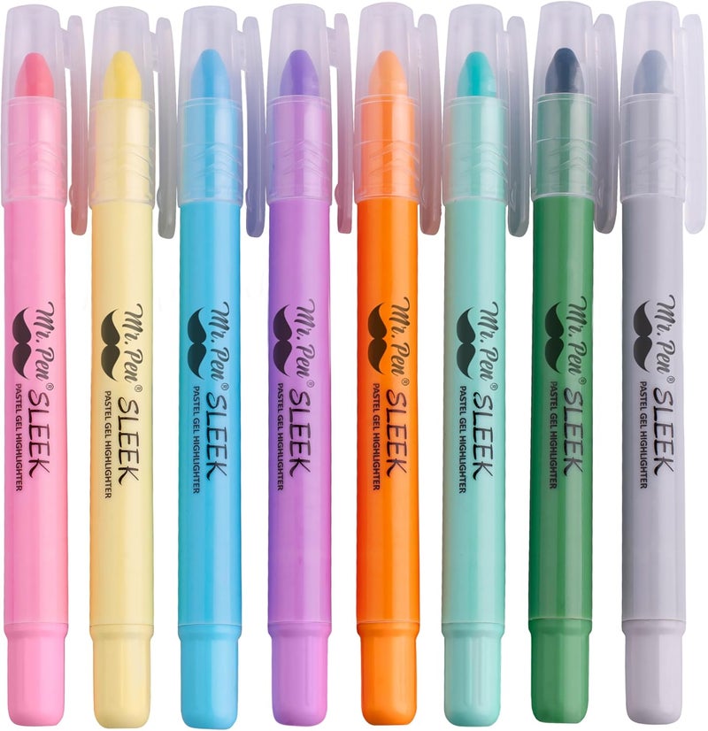 Mr. Pen- Bible Highlighters, Pastel Gel 8 Pack, Assorted Colors, Highlighters No Bleed, Highlighter, Highlighter Set, Dry Markers - Image 1