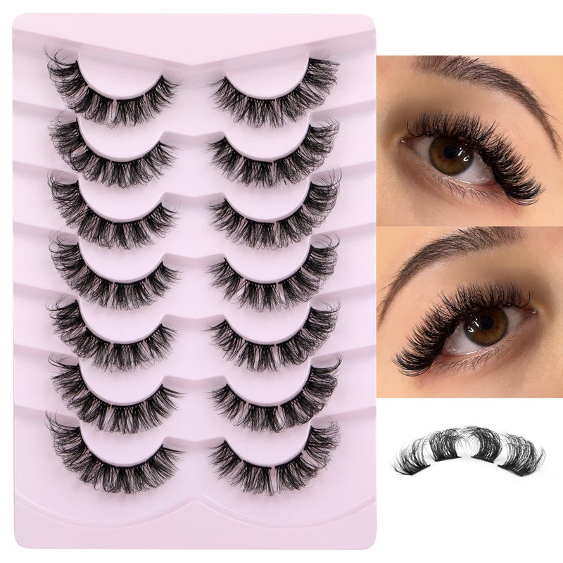 Focipeysa Natural Cluster Lashes Extensions Wispy Natural Look False Eyelashes Individual Lashes 3D Strips Eyelash Extensions DIY Lashes 7 Pairs Multipack - Image 3
