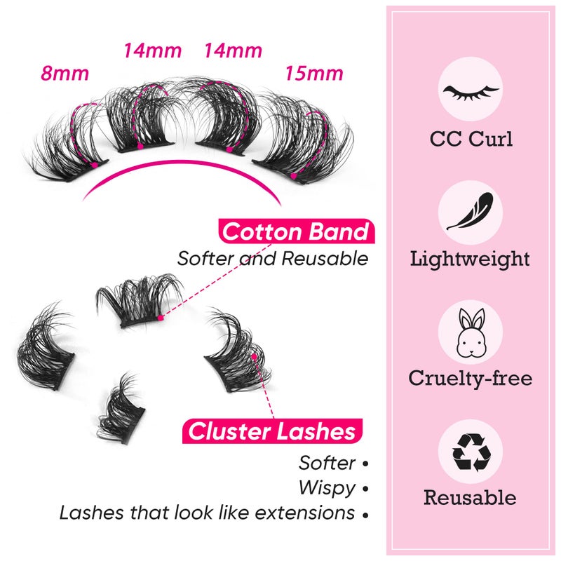 Focipeysa Natural Cluster Lashes Extensions Wispy Natural Look False Eyelashes Individual Lashes 3D Strips Eyelash Extensions DIY Lashes 7 Pairs Multipack - Image 2