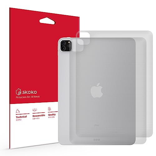 skoko 2pcs in 1set Back Body cover skin Compatible with iPad Pro 11 inch 4 3 2th Generation M1 M2 2020-2022, Similar to screen Protector TPU, Transperant matte - Image 1
