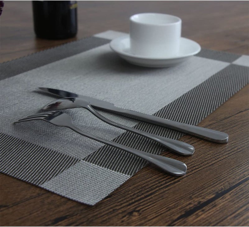 TASKHOUSE Table Mats Washable Non Slip Stain Resistant Kitchen Table Placemats Heat Insulation Woven Vinyl Decoration for Kitchen Dinning Table RestaurantSilver Set of 8 - Image 5
