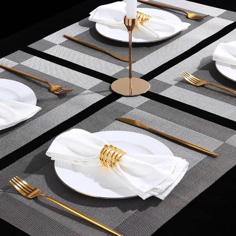 TASKHOUSE Table Mats Washable Non Slip Stain Resistant Kitchen Table Placemats Heat Insulation Woven Vinyl Decoration for Kitchen Dinning Table RestaurantSilver Set of 8 - Image 3