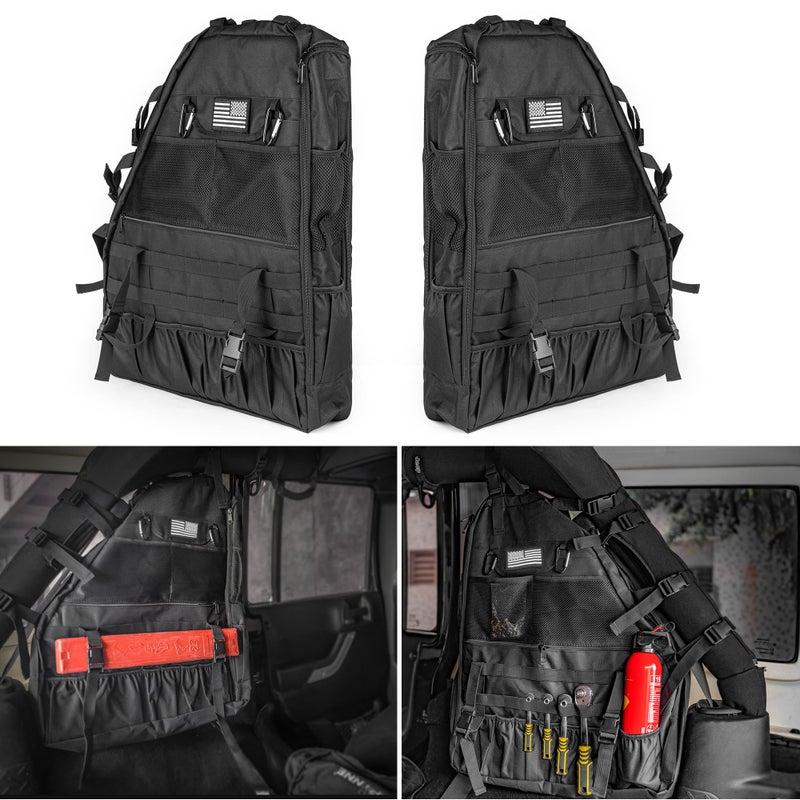 NKCELL POWER Wrangler Roll Bar Storage Bag Compatible with 19972023 Jeep Wrangler JK TJ LJ Unlimited JL 4Door MultiPocket Door Storage Tools Organizers Camping Accessories2PCS