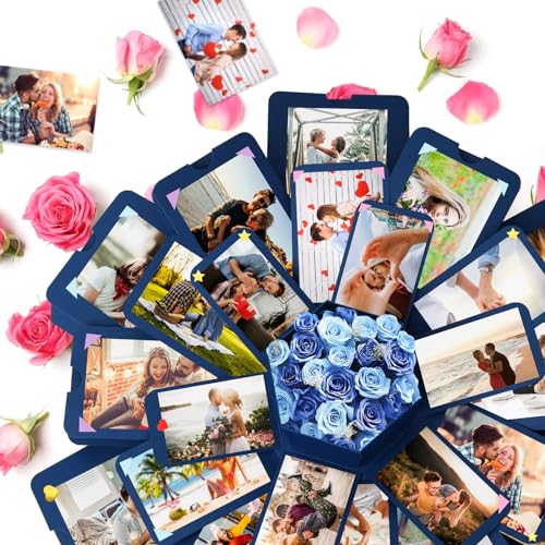 Koogel Explosion Gift Box, Blue Exploding Photo Album Surprise Love Box with DIY Scrapbooking Accessories for Anniversary, Birthday, Wedding - Image 5