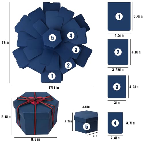 Koogel Explosion Gift Box, Blue Exploding Photo Album Surprise Love Box with DIY Scrapbooking Accessories for Anniversary, Birthday, Wedding - Image 2