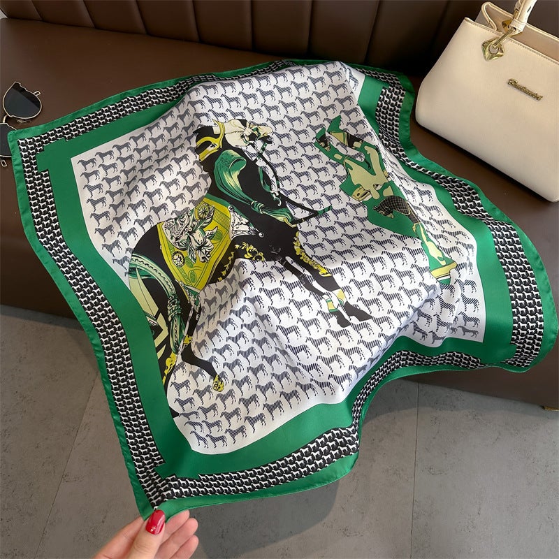 Spring and Summer Cartoon Cute Silk Scarf Small Square Silk 70cm Scarf Women's Korean Style Cat Hair Belt Decorative Headscarf  - Image 1