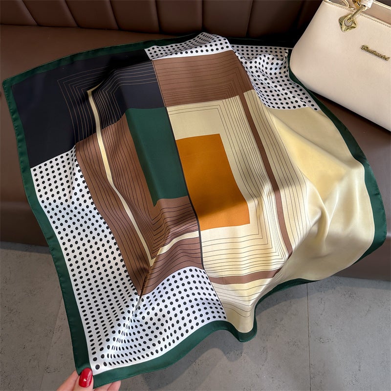Spring and Summer Cartoon Cute Silk Scarf Small Square Silk 70cm Scarf Women's Korean Style Cat Hair Belt Decorative Headscarf  - Image 2