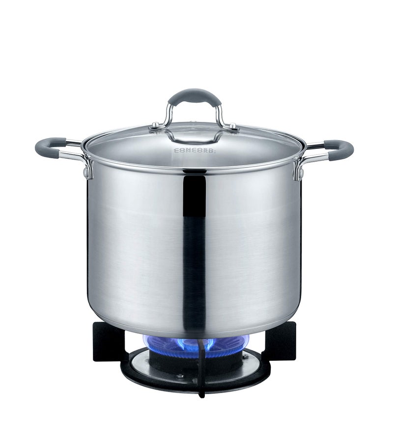 CONCORD Stainless Steel Stock Pot with Glass Lid Induction Compatible 5 QT