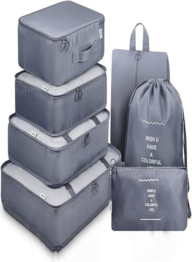 SOCHEP Travel Luggage Organizers 7Pcs Set Packing Cubes Lightweight Suitcase Storage Bags With Laundry Bag And Toiletry Bag For Clothes Shoes Underwear Travel Accessories Packing Organiser - Image 1