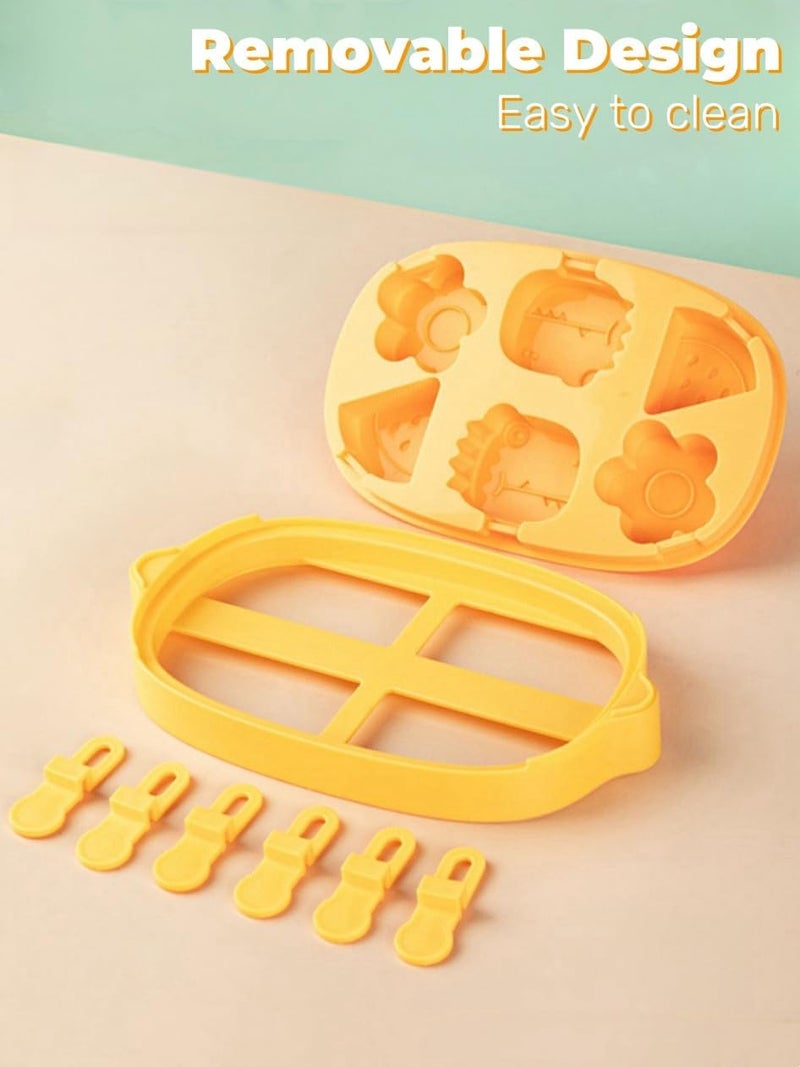 Zigihos Silicone Popsicle Molds, Dinosaur Animal Small Mini Popsicles Molds, Fun Shaped Homemade Ice Popsicle Molds Set, BPA Free (Yellow-lemon(6 pieces)) - Image 4