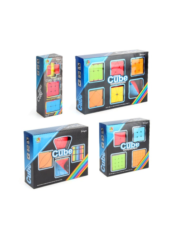 Pan-With Spring Screw Smooth Rotating Three-order Rubik's Cube Positive-order Special-shaped Rubik's Cube Children's Science And Education Educational Toys-Color:FX7779 Rubik's Cube Six-Piece Set 707G  - Image 2