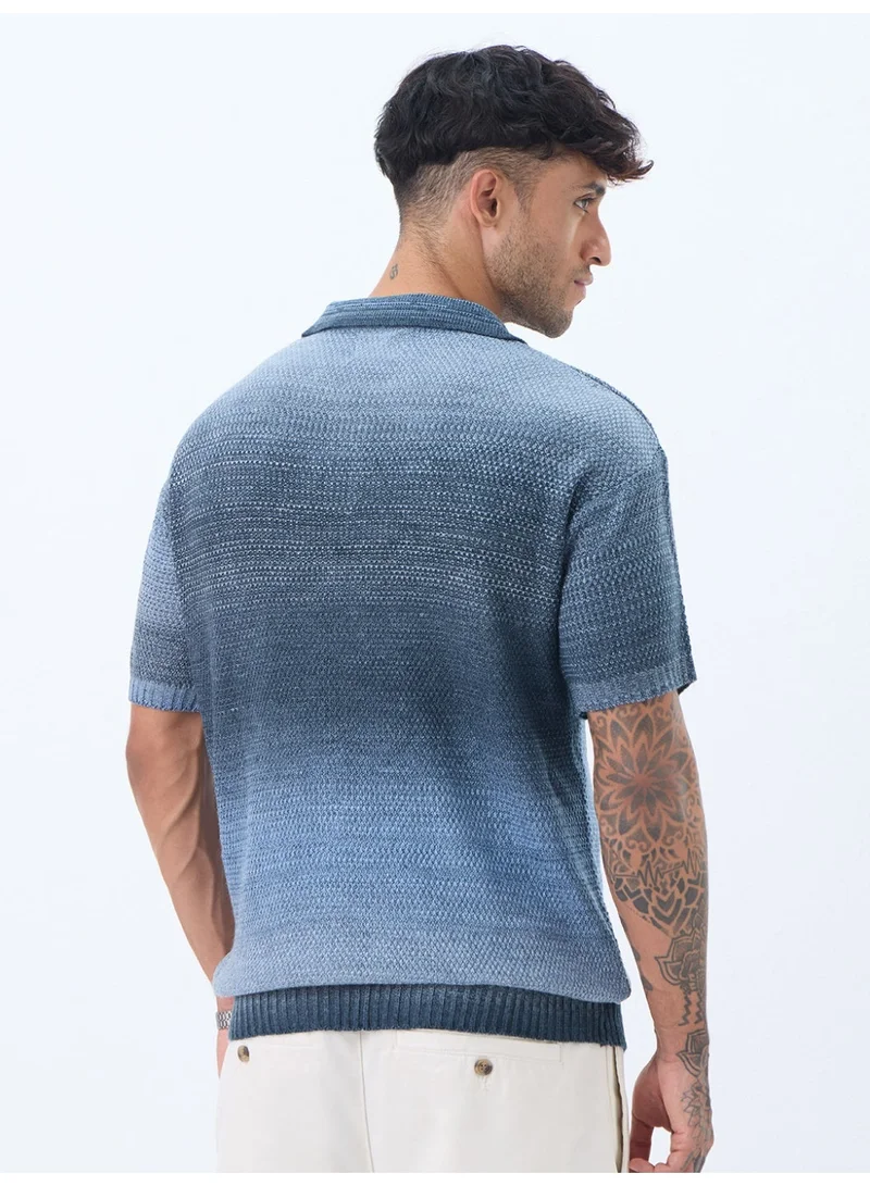 The Souled Store  The Souled Store: Everyday Polo Slate Men and Boys Short Sleeve Spread Collar Slate Gradient All-Over Acrylic Regular Fit Breathable Knit Texture Lightweight Summer Polo Shirts  | Best Price UAE