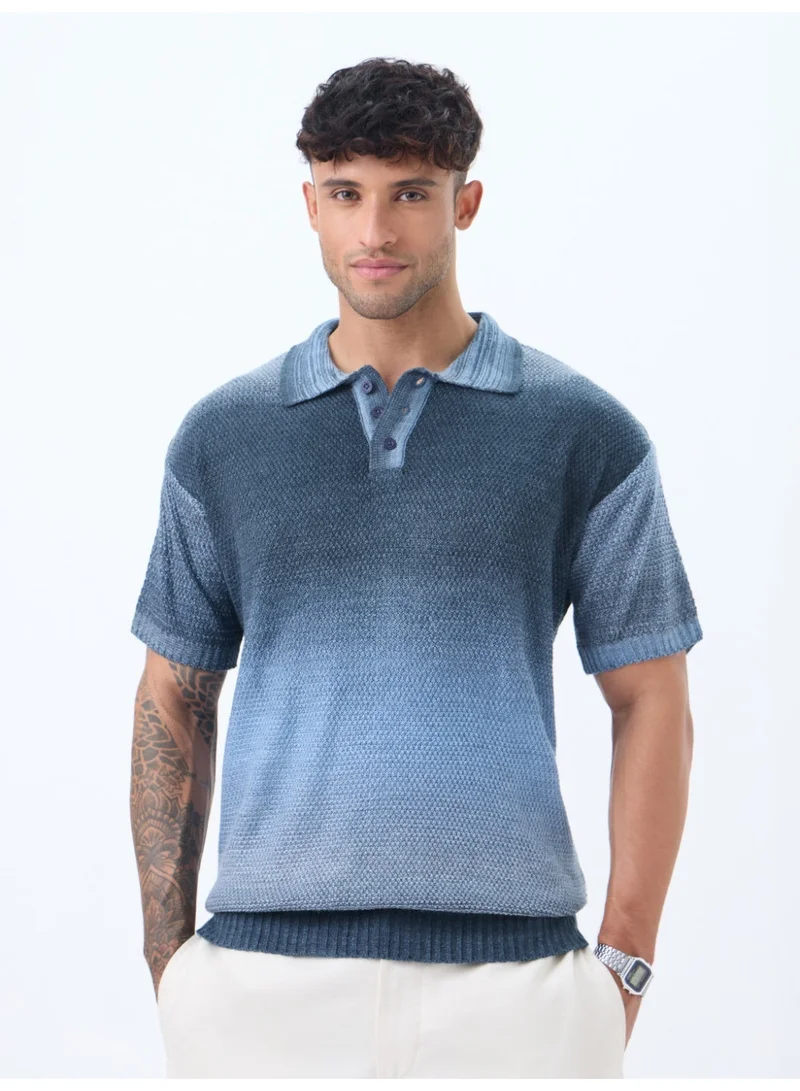 The Souled Store The Souled Store: Everyday Polo Slate Men and Boys Short Sleeve Spread Collar Slate Gradient All-Over Acrylic Regular Fit Breathable Knit Texture Lightweight Summer Polo Shirts