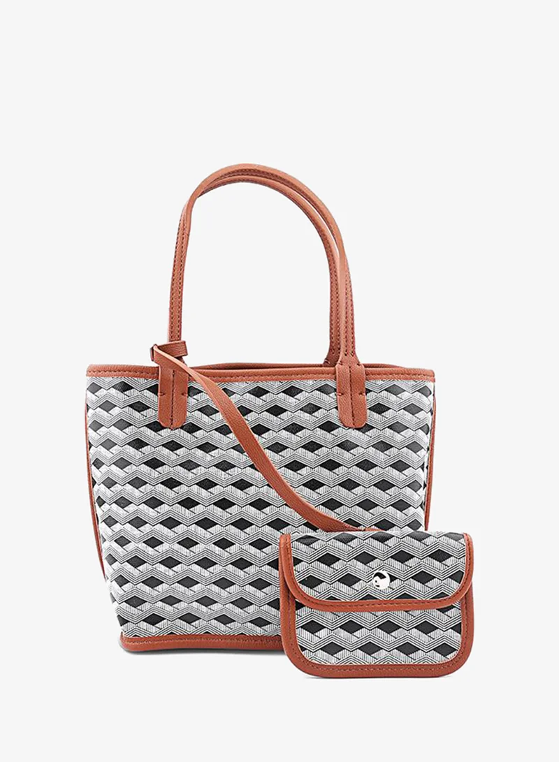 كابلي Women’s Patterned Shoulder Tote Bag with Mini Pouch