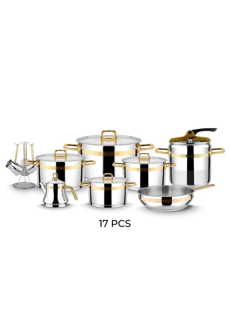 لاينس طقم أواني ستانلس ستيل مكون من 17 قطعه - Image 2
