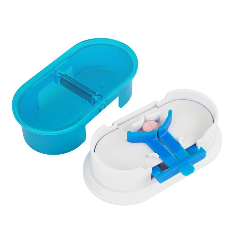 EQUADOSE Pill Cutter V2 Professional Medical Pill Splitter for Large Small and Tiny Pills with Double Stainless Steel Blades Centering Device Ideal for Cutting Tablets Vitamins into Quarters