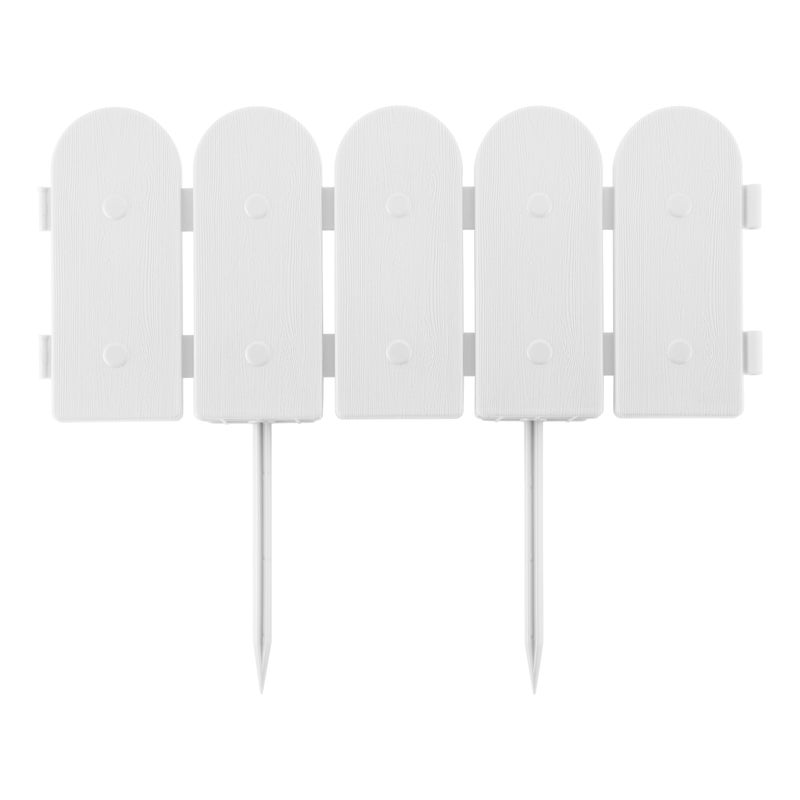 Evelyne Garden Border Edging: Wooden Fence Design - 8pcs White Yard Landscaping Fence Liner Lawn Edge Barrier - 10ft Kit of Decorative Lawn Landscape Panels Elements -Landscaping Edging-GMT-10374-D08 - Image 1