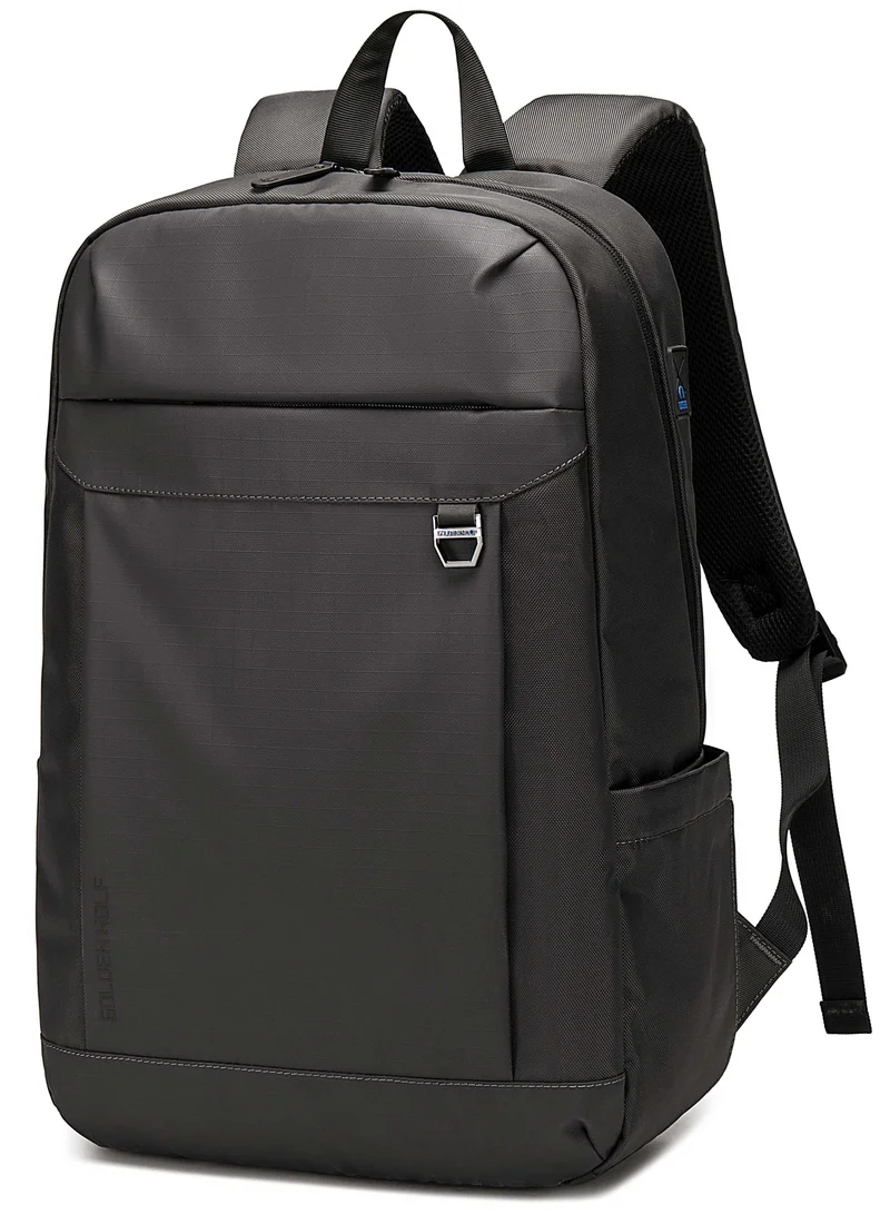 أركتيك هانتر Golden Wolf Slim Laptop Backpack Water Resistant Daypack with Headphone jack for Business Casual Travel College for Men Women, GB00400, Black