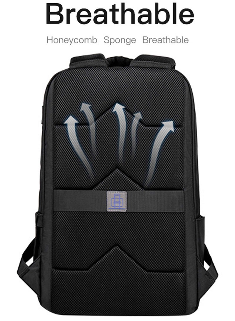 ARCTIC HUNTER Golden Wolf Slim Laptop Backpack Water Resistant Daypack with Headphone jack for Business Casual Travel College for Men Women, GB00400, Black - Image 5