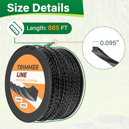 DuckcowsC 885ft 0.095" Black Diamond Trimmer Line Cutting String Replacement for Echo Trimmer Line 330095073 - Image 2