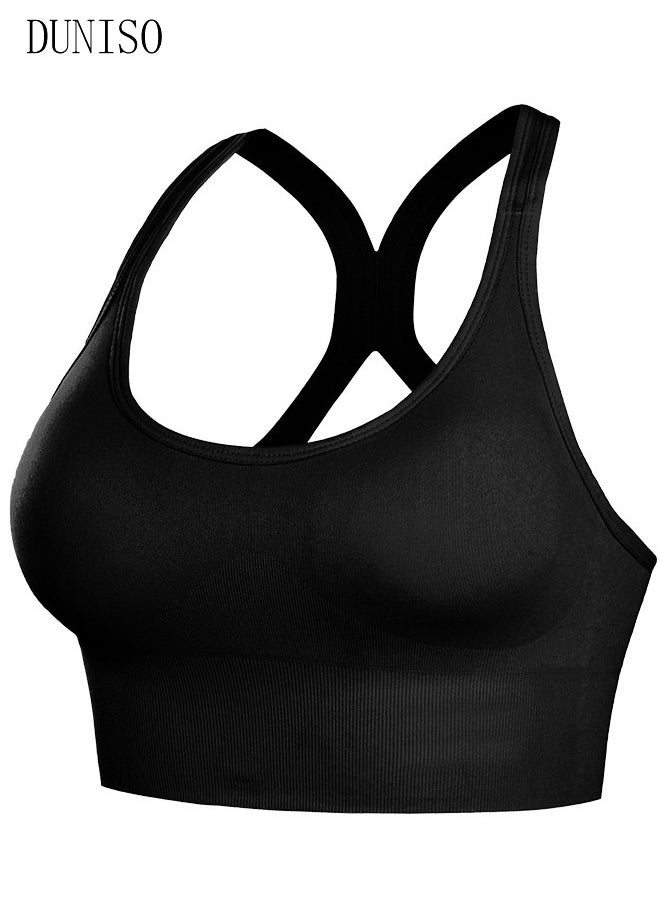 DUNISO - Women's Sports Bra Active Yoga Girl Sports Bras Wirefree Lightweight Comfort Bra for Yoga Running Size - Image 1