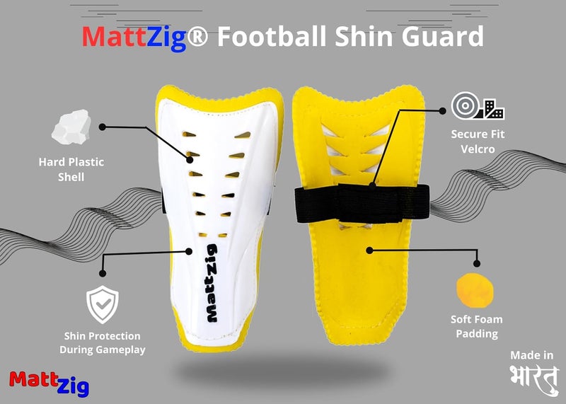 MATTZIG ® Club Bag Football Kit (One Pair of Striped Lycra Socks + One Pair of Shin Guard + One Pair of Cotton Arm Sleeves + One Kit Bag) (Golden White) - Image 3