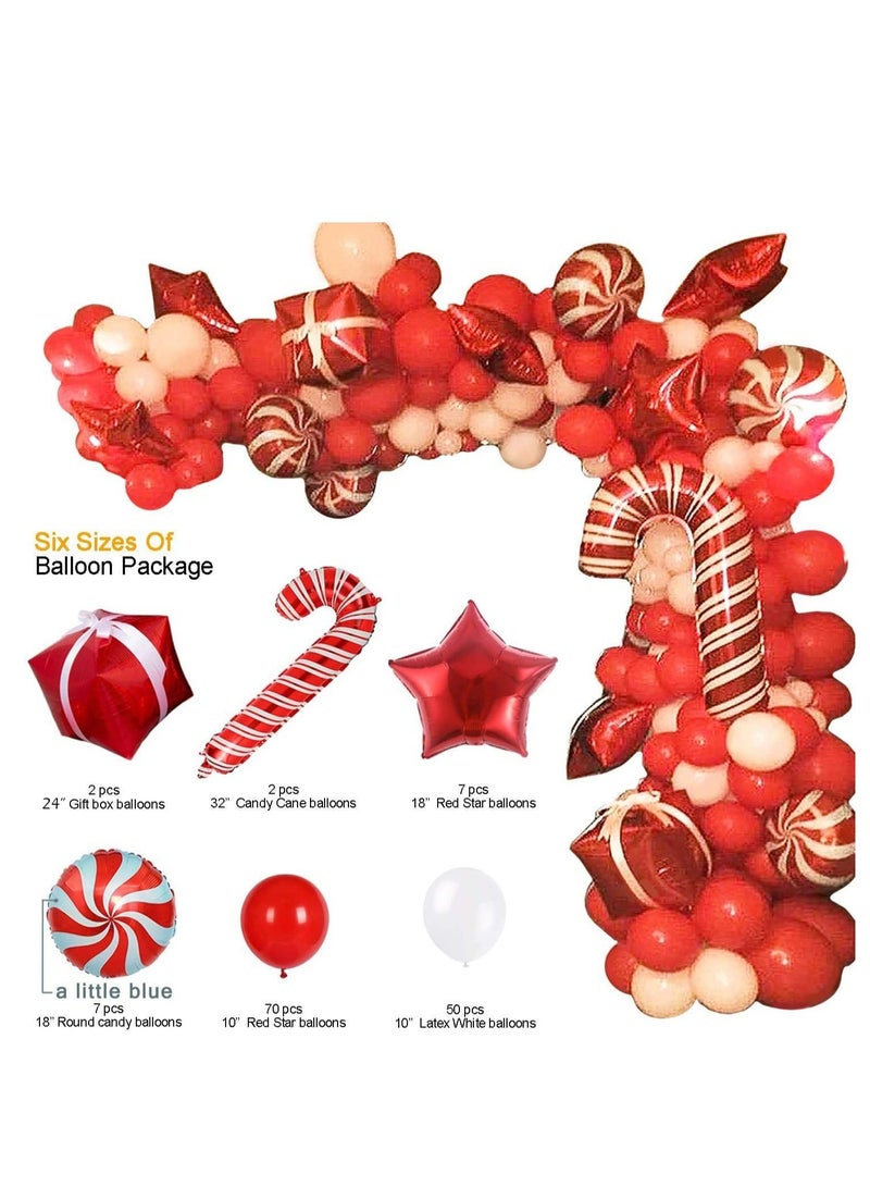 SYOSI Balloon Garland Arch kit 144 Pieces with Christmas Red White Candy Balloons Gift Box Balloons Red Star Balloons for Party Decorations - Image 4