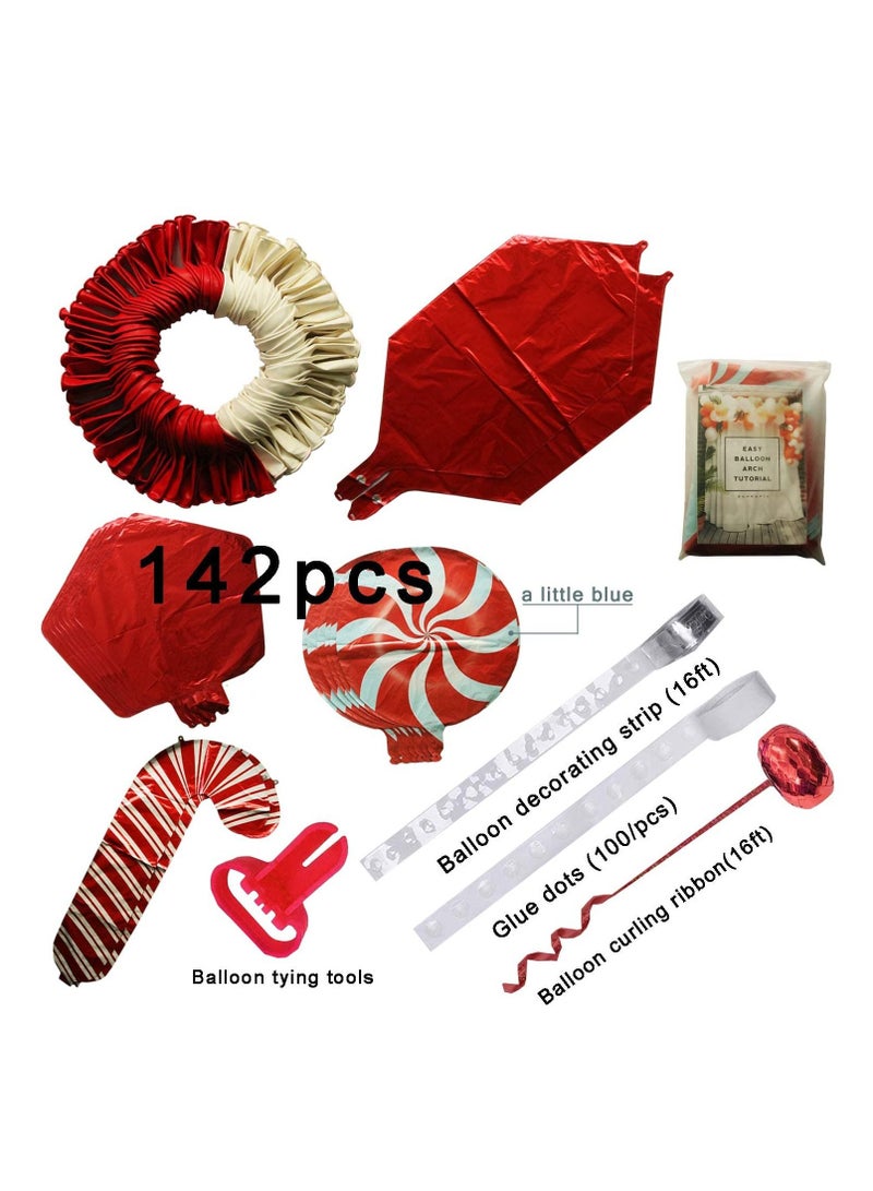 SYOSI Balloon Garland Arch kit 144 Pieces with Christmas Red White Candy Balloons Gift Box Balloons Red Star Balloons for Party Decorations - Image 3