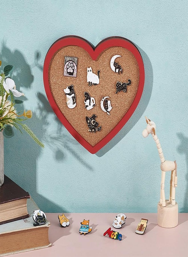 BENECREAT Red Heart Pin Cork Board, 0.7 Inch Thick Bulletin Display Board with Red Frame for Brooch Pin Storage, Office Home Festival Valentine's Decor, 7.9x6.9 Inch - Image 4