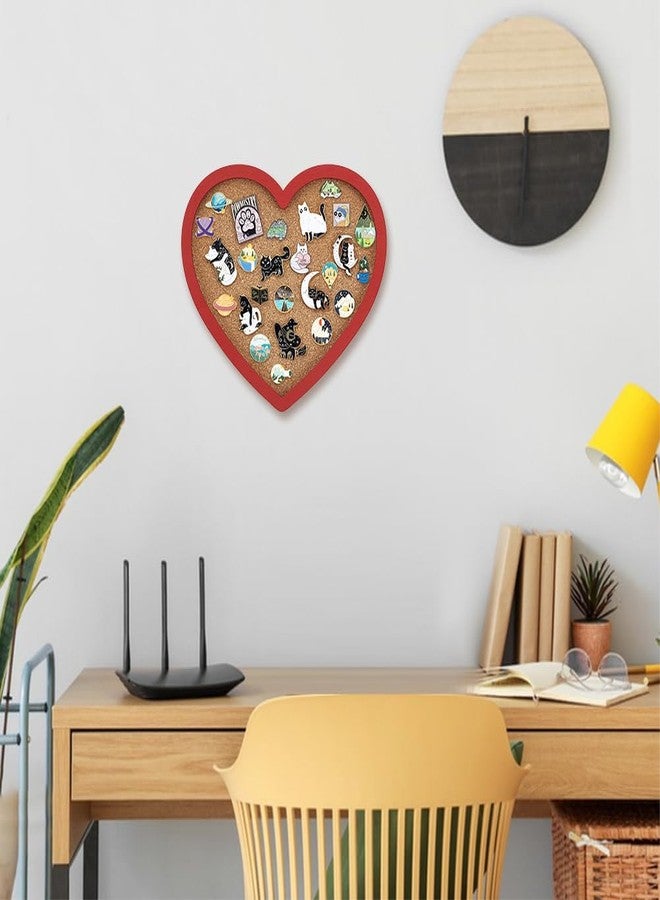 BENECREAT Red Heart Pin Cork Board, 0.7 Inch Thick Bulletin Display Board with Red Frame for Brooch Pin Storage, Office Home Festival Valentine's Decor, 7.9x6.9 Inch - Image 5