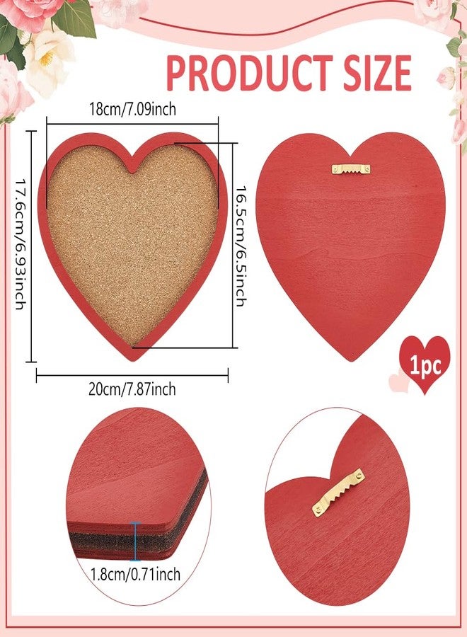 BENECREAT Red Heart Pin Cork Board, 0.7 Inch Thick Bulletin Display Board with Red Frame for Brooch Pin Storage, Office Home Festival Valentine's Decor, 7.9x6.9 Inch - Image 2