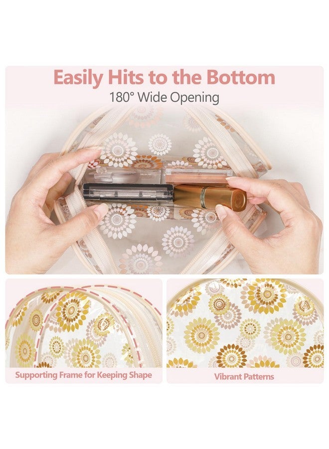 Packism Tsa Approved Toiletry Bag - Beige Bohemian Print Clear Shell Bag And Upgrade Color-Edged Clear Makeup Bag, Perfect For On The Go Or Travel, Lightweight And Robust, 2 Pack - Image 5