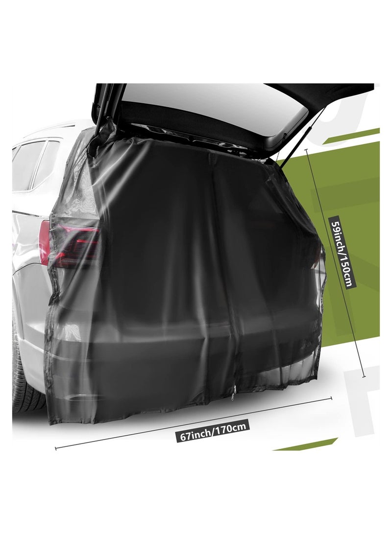 Captaintech Mosquito Net for Car Tailgate Camping UV Protection Breathable Mesh with Zipper and Magnetic Closure for SUV MPV Outdoor Trips - Image 5