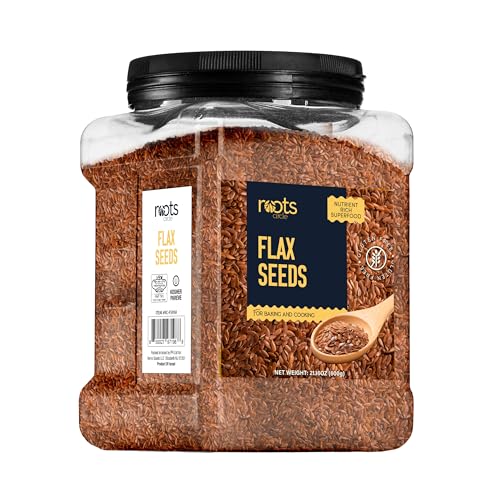 Roots Circle Premium Brown Whole Raw Flax Seeds - Rich in Fiber, Omega-3 Fatty Acids | Great for Baking, Salads, Smoothies & Protein Balls | Premium Flaxseeds | Kosher Bulk 1 Pack of 21oz - Image 1