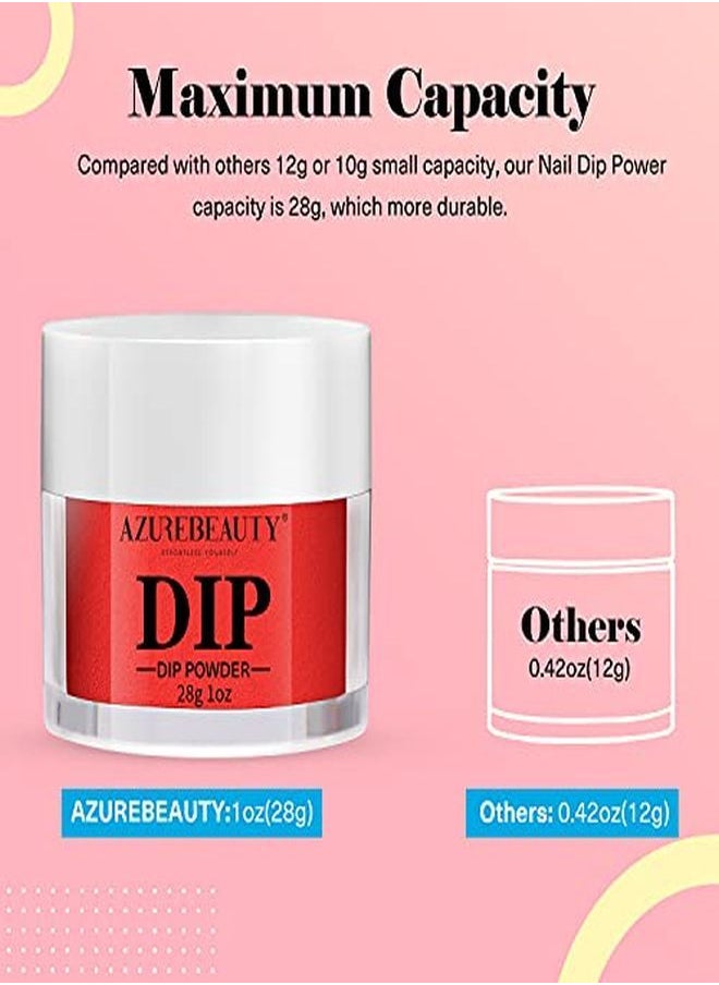 AZUREBEAUTY Dipping Powder Red Color Classic Bright Red Nail Dip Powder French Nail Art Starter Manicure Salon Diy At Home Odorfree Longlasting Women Gift 1Oz  - Image 5