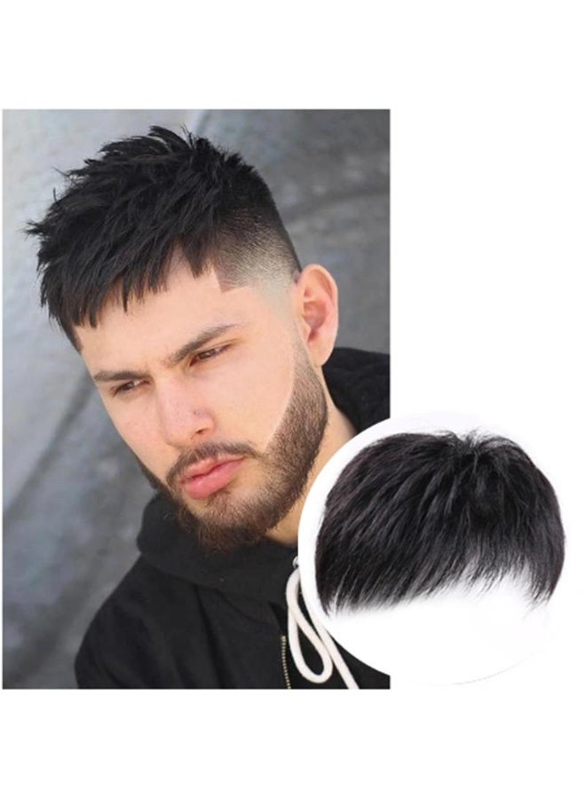 Men's Clips On Short Hair Toupee European Human Toppers Hairpiece For Head Top Replacement System In Black  Weddings Parties And Daily Use  - Image 1