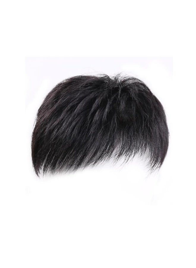 Men's Clips On Short Hair Toupee European Human Toppers Hairpiece For Head Top Replacement System In Black  Weddings Parties And Daily Use  - Image 2