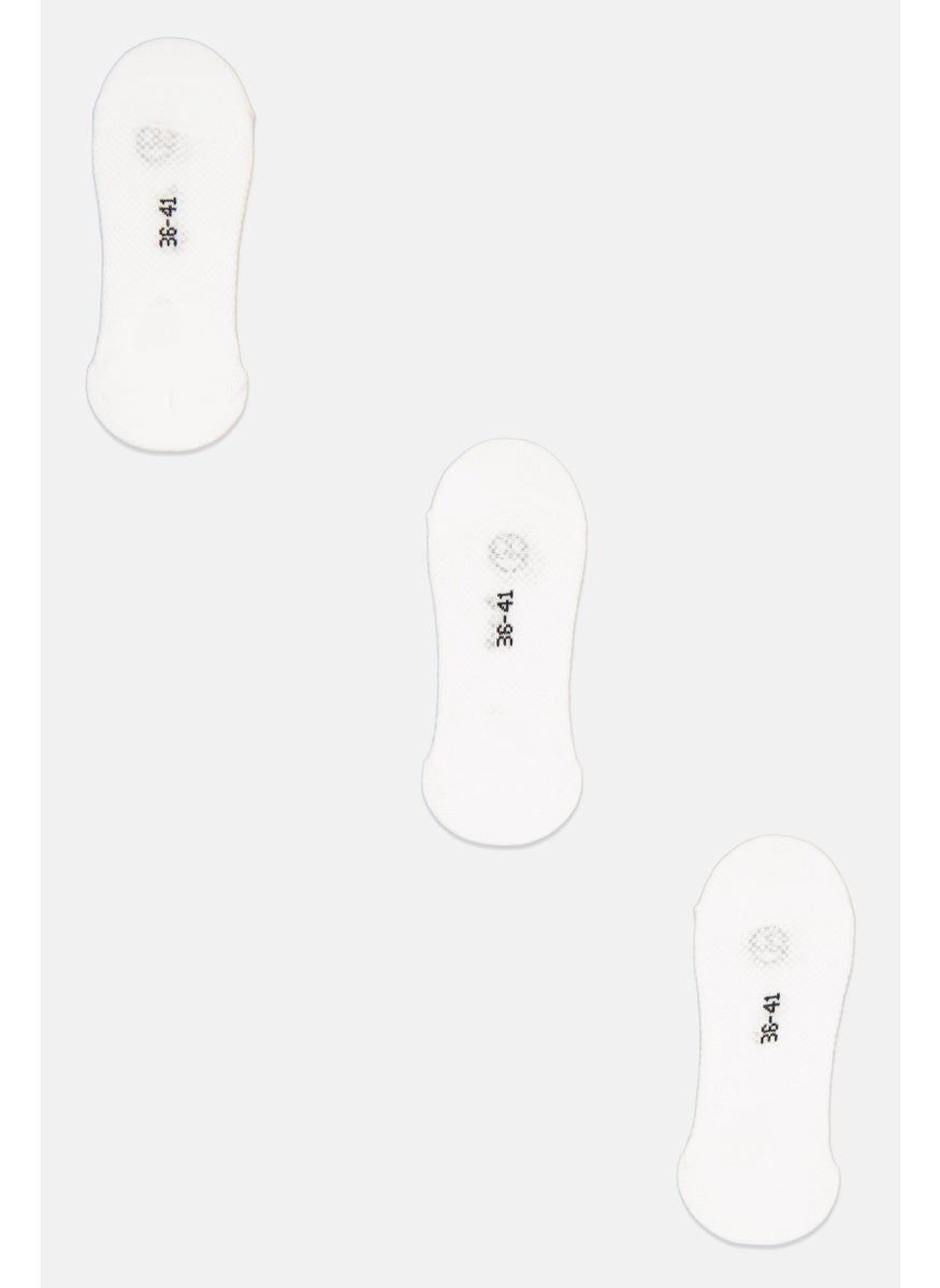 Sergio Tacchini - Women 3 Pairs Round Invisible Socks, White - Image 1