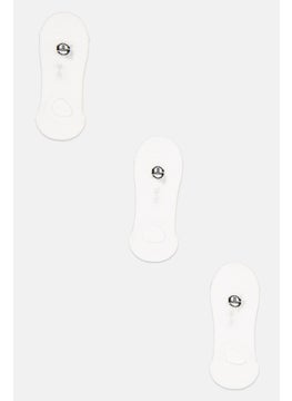 Women 3 Pairs Round Invisible Socks, White