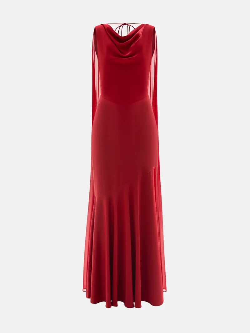Lichi Maxi dress with ribbons on the shoulders