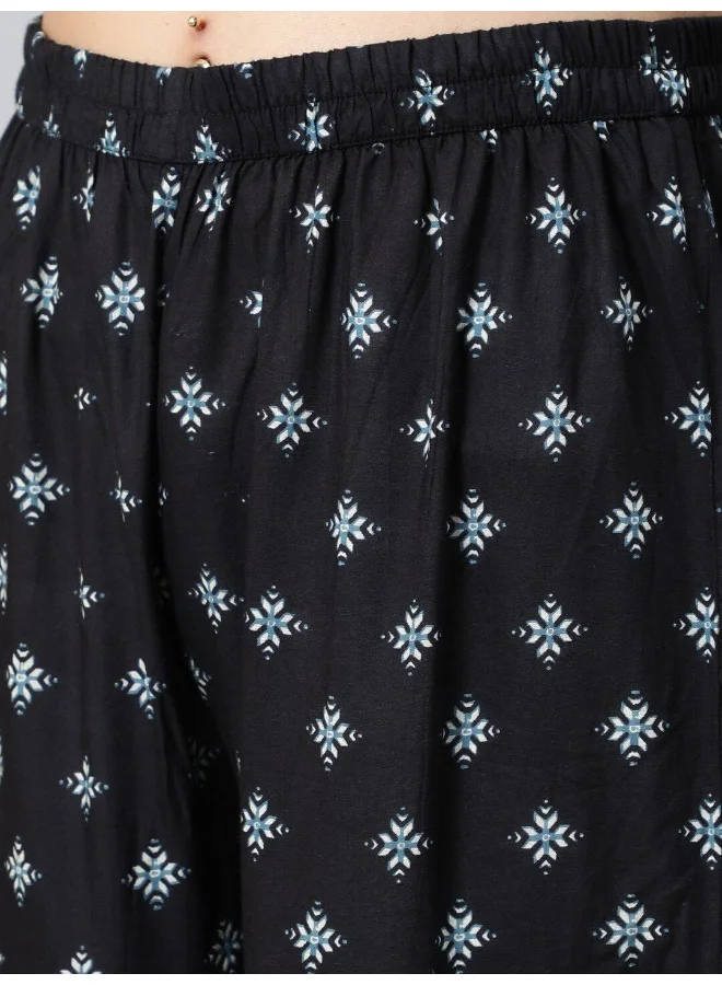 AKS AKS Couture Ethnic Motifs Printed Gotta Patti Pure Cotton Kurta With Sharara & Dupatta