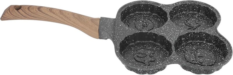 Non-stick Egg Frying Pan 20cm Deepened Four-hole Breakfast Skillet Cooker for Home Use Black Mooncake Shape Food-grade Coating Frying Pan - Image 1