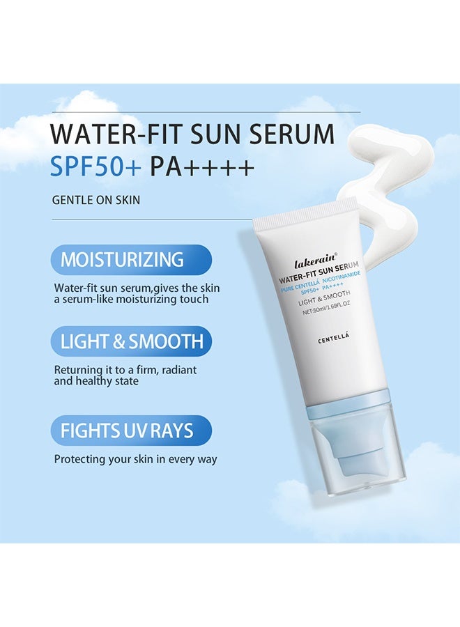 ليكرين واقي الشمس Water - Fit Sun Serum SPF 50 ، سيروم Hyalu Cica Water-Fit للشمس ، واقي من الشمس للوجه حماية طويلة الأمد ، واقي من الشمس من Cen-tella مدغشقر ، NO White Cast - العناية بالبشرة الدهنية الجافة - Image 3