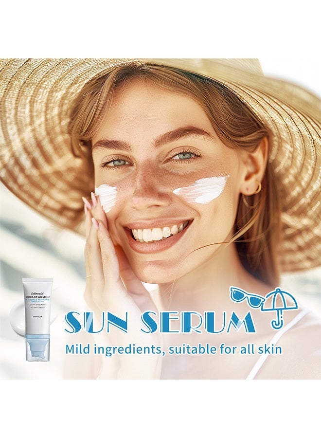 ليكرين واقي الشمس Water - Fit Sun Serum SPF 50 ، سيروم Hyalu Cica Water-Fit للشمس ، واقي من الشمس للوجه حماية طويلة الأمد ، واقي من الشمس من Cen-tella مدغشقر ، NO White Cast - العناية بالبشرة الدهنية الجافة - Image 2