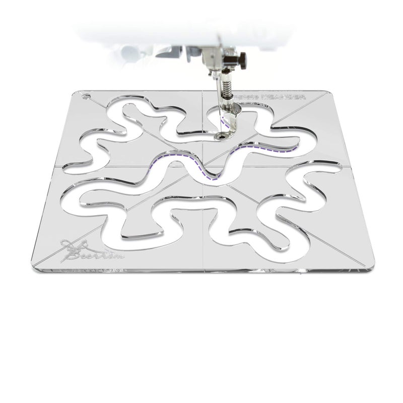 FreeMotion Quilting Templates 4mm Acrylic Meander Ruler for Domestic Industrial Sewing Machines Beginner Stencil for Easy Quilt Designs