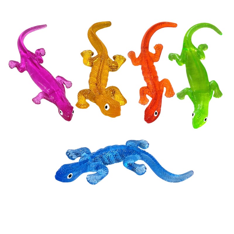 Ganjiang 5Pack Super Stretch Sticky Lizard Mochi Squishy ToysSoft Stress Relief Fidget Toys Goodie Bag StuffersClassroom PrizesBirthdayParty Favors5ColorsStyle Random - Image 4