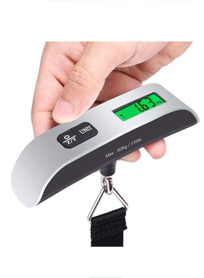 YJ 50kg Handheld Electronic Luggage Weight Scale Portable Travel Silver - Image 1